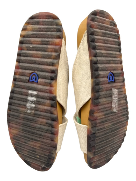 Rothy's Shoe Size 10 Beige & Tan Canvas Criss Cross Round Toe Slide Sandals Beige & Tan / 10