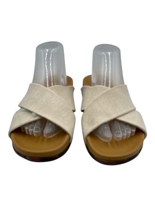 Rothy's Shoe Size 10 Beige & Tan Canvas Criss Cross Round Toe Slide Sandals Beige & Tan / 10