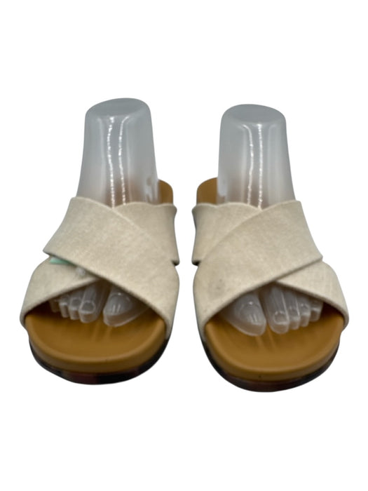 Rothy's Shoe Size 10 Beige & Tan Canvas Criss Cross Round Toe Slide Sandals Beige & Tan / 10