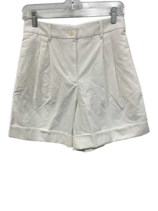 Lululemon Size 28 White Polyester & Cotton Pleated High Rise Cuffed Shorts White / 28