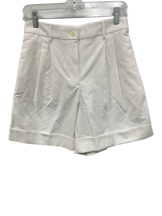 Lululemon Size 28 White Polyester & Cotton Pleated High Rise Cuffed Shorts White / 28