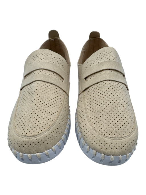 Ilse Jacobsen Shoe Size 41 Beige & White Suede Perforated Penny Loafer Sneakers Beige & White / 41