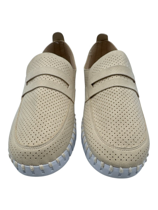 Ilse Jacobsen Shoe Size 41 Beige & White Suede Perforated Penny Loafer Sneakers Beige & White / 41
