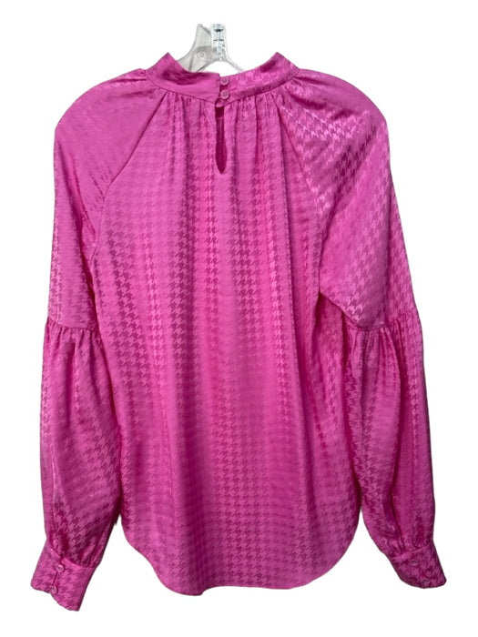 Veronica Beard Size 6 Pink Silk Mock Neck Houndstooth Long Sleeve Top Pink / 6