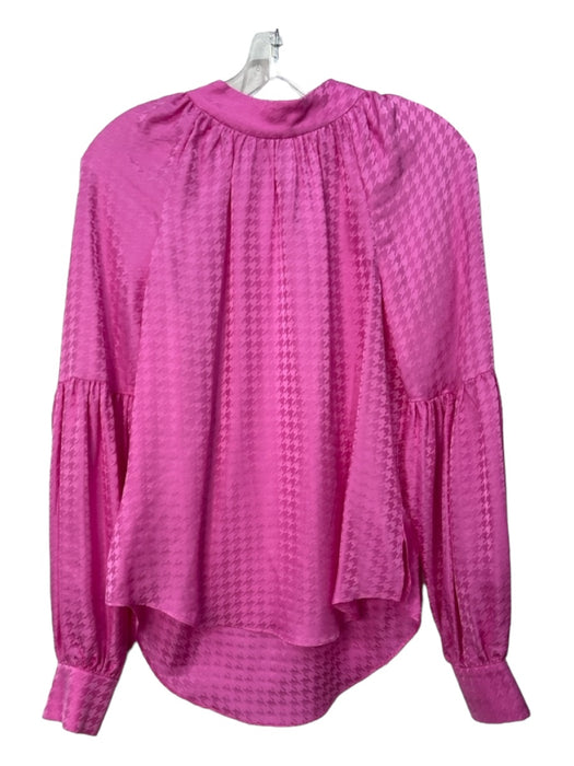 Veronica Beard Size 6 Pink Silk Mock Neck Houndstooth Long Sleeve Top Pink / 6