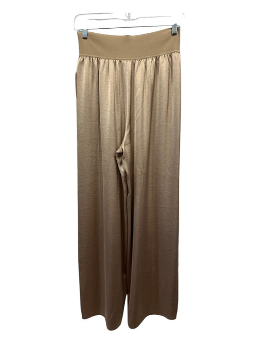 Theory Size M Gold Polyester Elastic Waist Satin Wide Leg Pants Gold / M