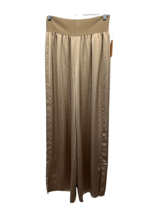 Theory Size M Gold Polyester Elastic Waist Satin Wide Leg Pants Gold / M
