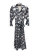 Oliphant Size XS Gray, White & Blue Cotton Silk Floral Ruffle Details Dress Gray, White & Blue / XS