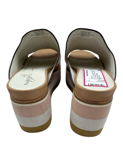 Naked Feet Shoe Size 7 Tan, White & Pink Leather Round Toe Platform Sandals Tan, White & Pink / 7