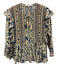 Sea New York Size S Blue, Cream & Brown Silk Long Sleeve Floral Peplum Top Blue, Cream & Brown / S