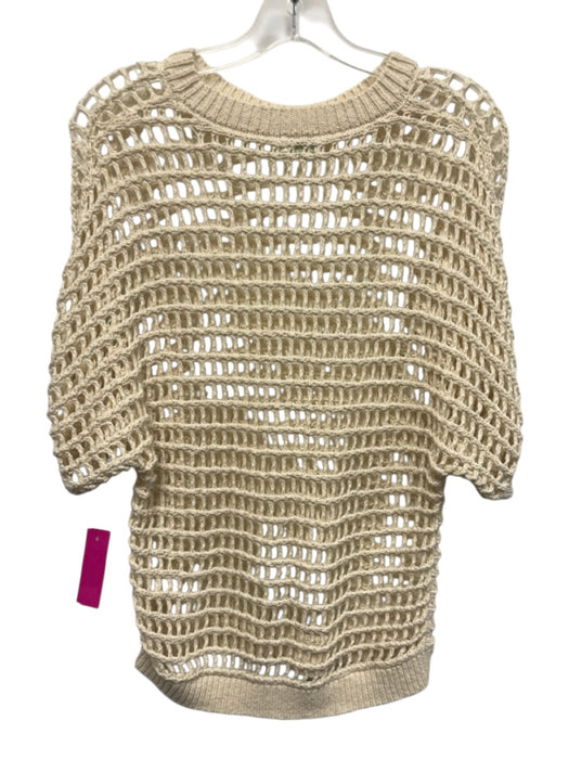 Spartina Size S Cream Linen & Cotton Open Knit Short Sleeve Crew Neck Top Cream / S