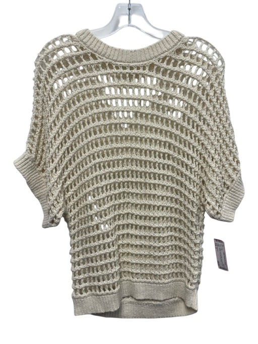 Spartina Size S Cream Linen & Cotton Open Knit Short Sleeve Crew Neck Top Cream / S