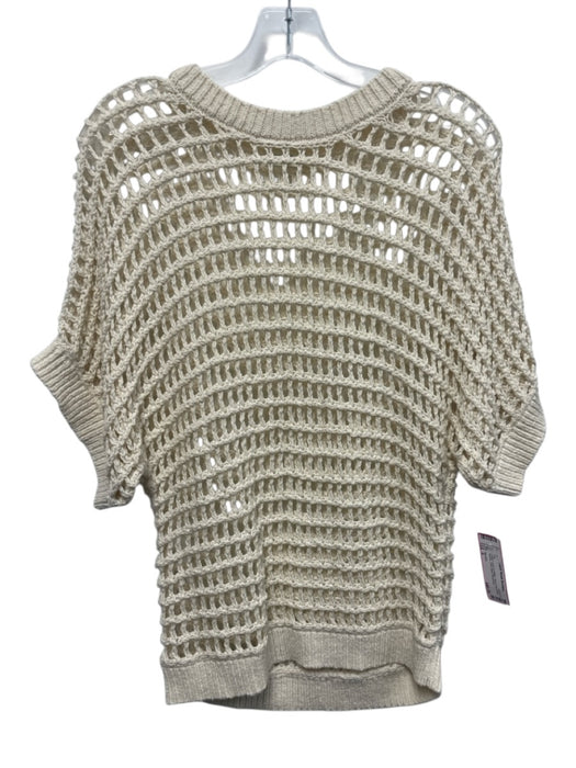 Spartina Size S Cream Linen & Cotton Open Knit Short Sleeve Crew Neck Top Cream / S