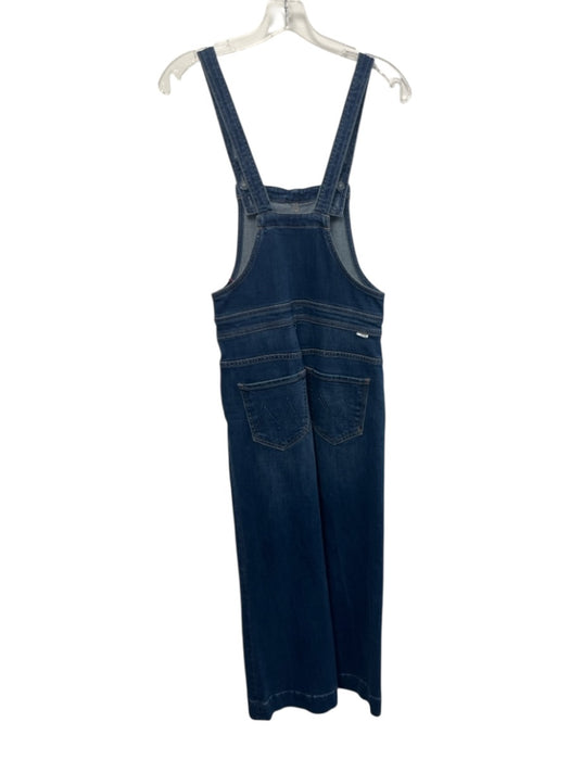 Mother Size 26 Med Wash Cotton Denim Contrast Stitch Side Zip High Rise Overalls Med Wash / 26