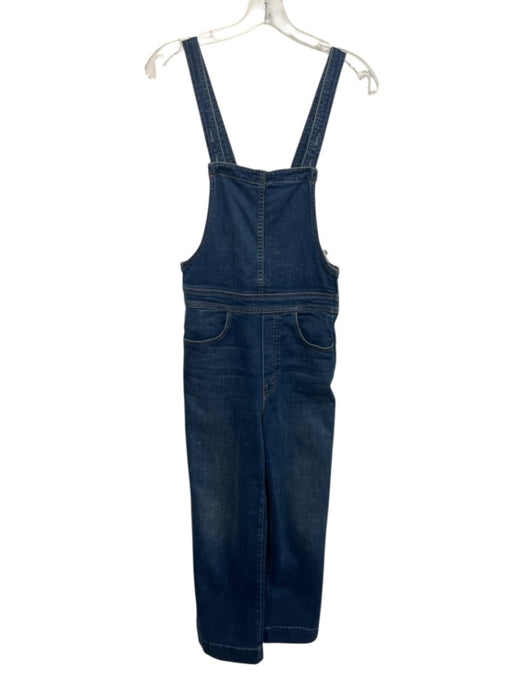 Mother Size 26 Med Wash Cotton Denim Contrast Stitch Side Zip High Rise Overalls Med Wash / 26