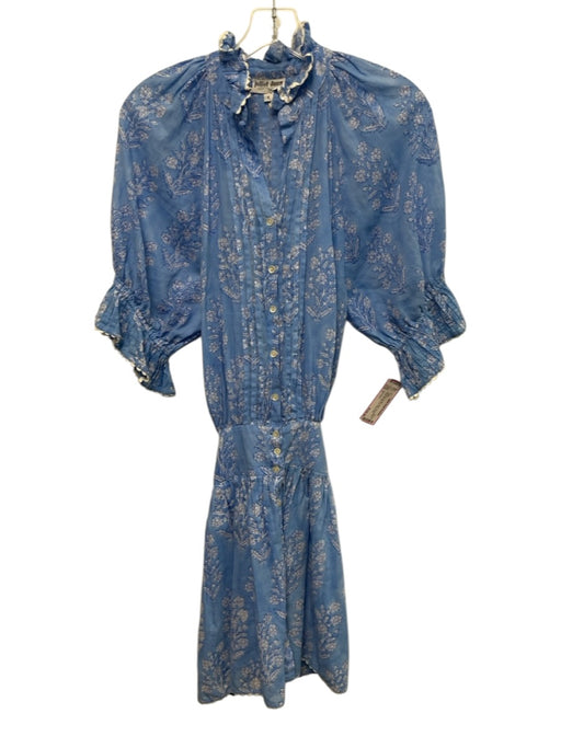 Juliet Dunn Size 1 Light blue & white Cotton Short Sleeve Floral Dress Light blue & white / 1