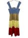 Staud Size 0 Blue, Beige, Yellow Cotton Sleeveless Button Color Block Mid Dress Blue, Beige, Yellow / 0