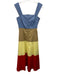 Staud Size 0 Blue, Beige, Yellow Cotton Sleeveless Button Color Block Mid Dress Blue, Beige, Yellow / 0
