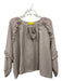 Roller Rabbit Size S Taupe Wool V Neck Raw Edge Ruffle Detail Long Sleeve Top Taupe / S