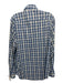 Peter Millar Size M Blue & White Synthetic Plaid Button Collar Long Sleeve Shirt M