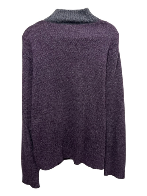 Saks Fifth Ave Size XL Purple & Gray Cashmere Solid Quarter Zip Men's Sweater Purple & Gray / XL