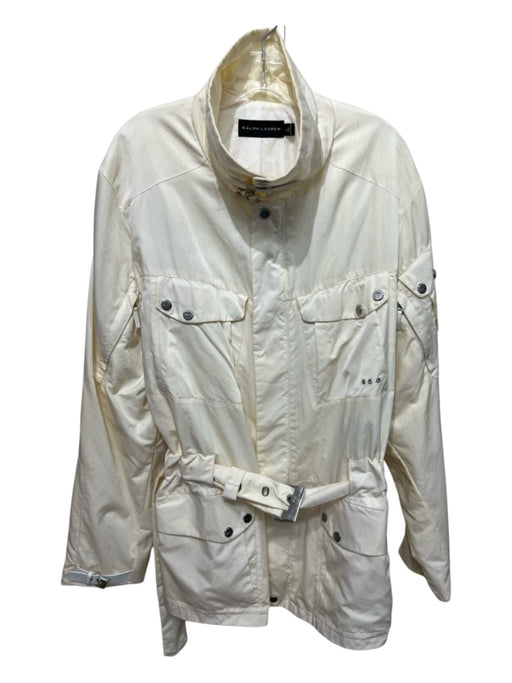 Ralph Lauren Size L Off White Synthetic Solid Zip UP Men's Jacket Off White / L