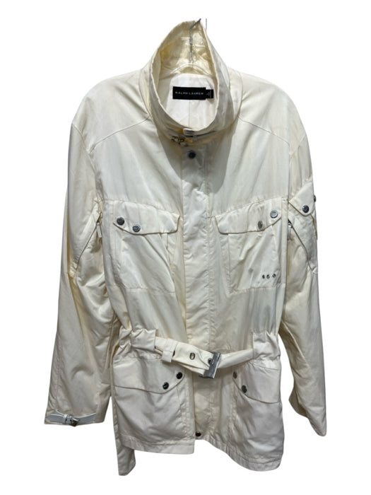 Ralph Lauren Size L Off White Synthetic Solid Zip UP Men's Jacket Off White / L