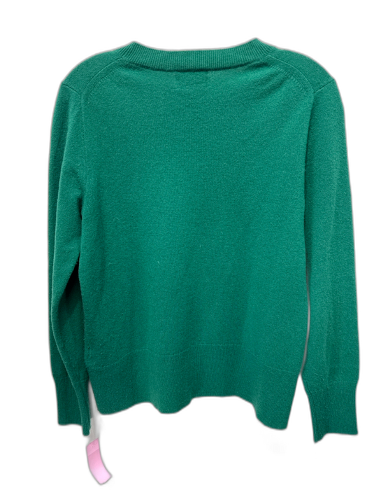 J. Crew Size M Green Cashmere Ribbed Trim Round Neck Sweater Green / M