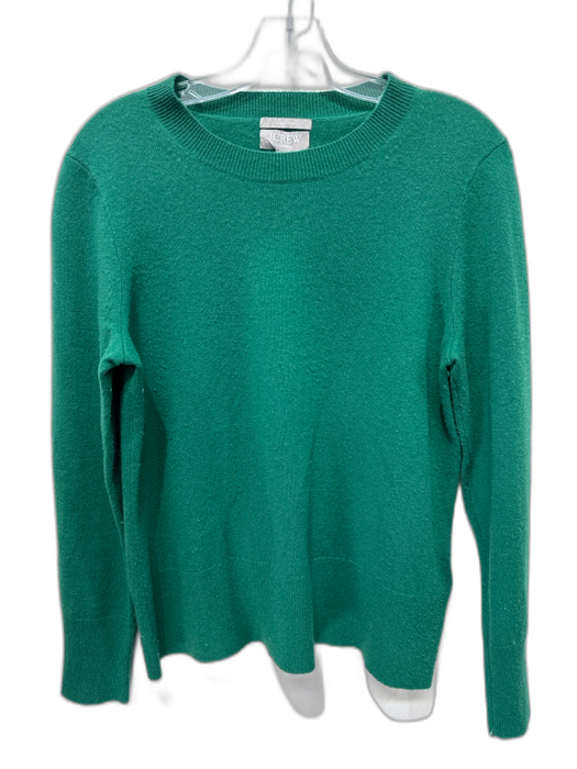 J. Crew Size M Green Cashmere Ribbed Trim Round Neck Sweater Green / M