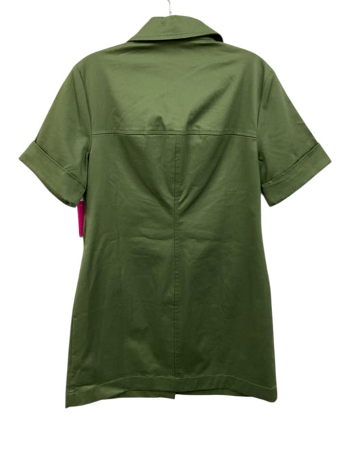 J. Crew Size 6 Green Cotton Blend Short Sleeve Cuffed Button Front Dress Green / 6
