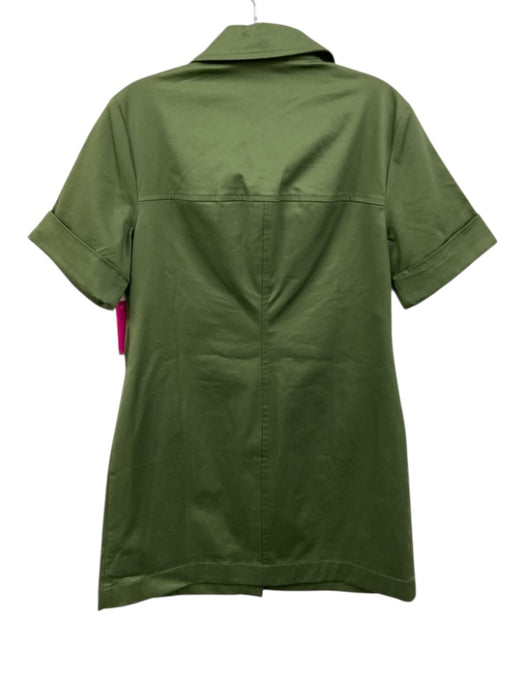 J. Crew Size 6 Green Cotton Blend Short Sleeve Cuffed Button Front Dress Green / 6