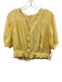Free People Size M Light Yellow Cotton Short Puff Sleeve Button Front Top Light Yellow / M