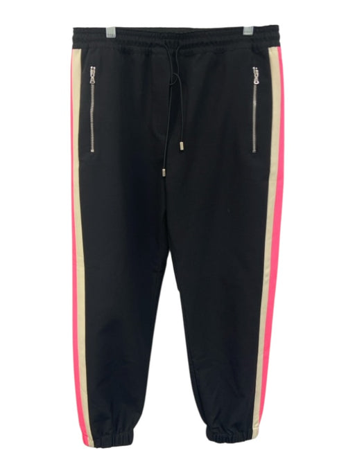 Milly Size S Black, Pink & Cream Polyester Blend Stripe Detail Pants Black, Pink & Cream / S