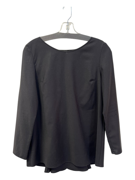 COS Size 6 Black Wool Structural Detail on Back Boat Neck Long Sleeve Long Top Black / 6