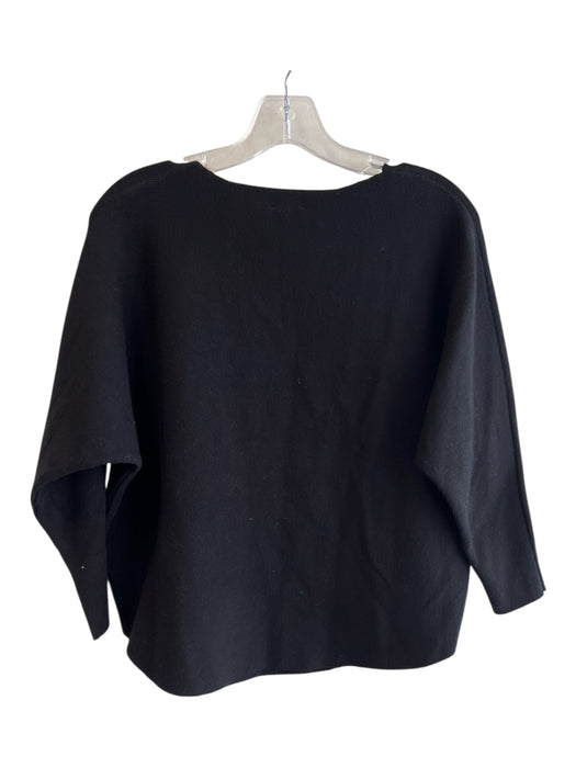 Sioni Size S Black Rayon Knit Long Sleeve Scoop Neck Round Hem Top Black / S