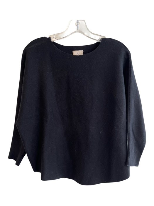 Sioni Size S Black Rayon Knit Long Sleeve Scoop Neck Round Hem Top Black / S