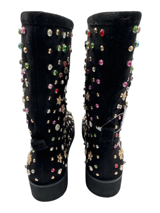 AZALEA WANG Shoe Size 11 Black & Multi Textile Rhinestones Half Calf Boots Black & Multi / 11
