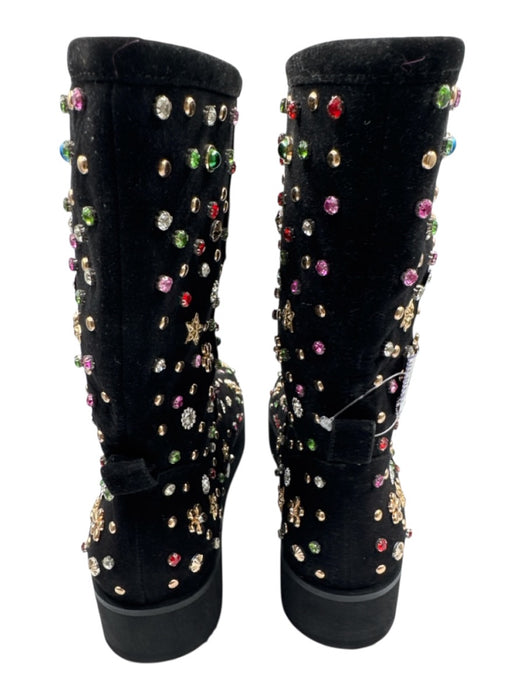 AZALEA WANG Shoe Size 11 Black & Multi Textile Rhinestones Half Calf Boots Black & Multi / 11