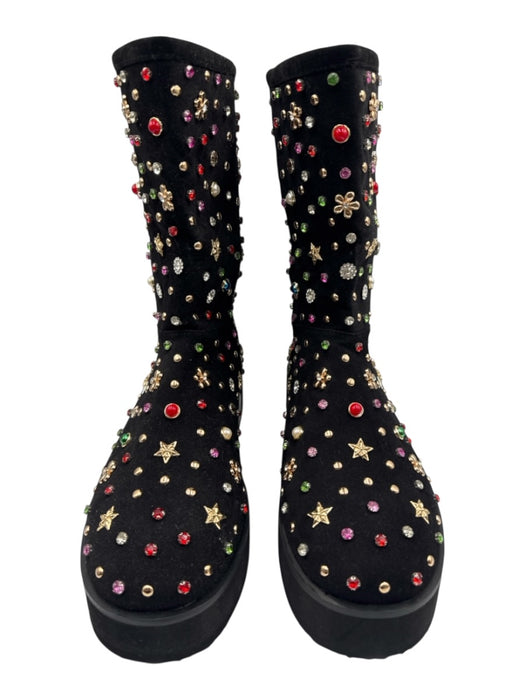 AZALEA WANG Shoe Size 11 Black & Multi Textile Rhinestones Half Calf Boots Black & Multi / 11