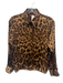Dolce & Gabbana Size 46 Brown Multi Silk & Spandex Long Sleeve Animal Print Top Brown Multi / 46
