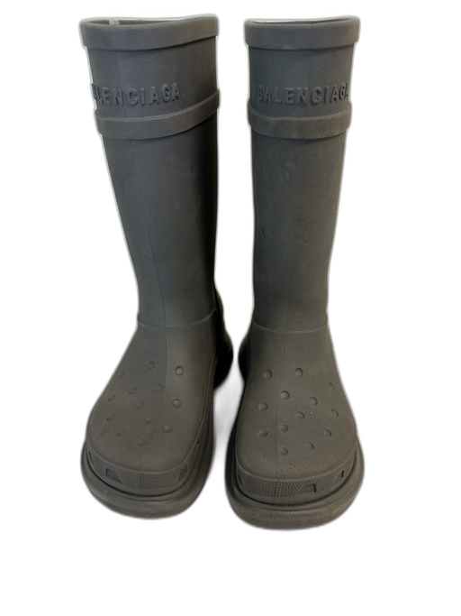 Balenciaga Shoe Size 40 Gray Rubber Knee High Logo Platform Boots Gray / 40