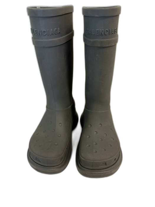Balenciaga Shoe Size 40 Gray Rubber Knee High Logo Platform Boots Gray / 40