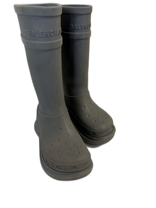 Balenciaga Shoe Size 40 Gray Rubber Knee High Logo Platform Boots Gray / 40