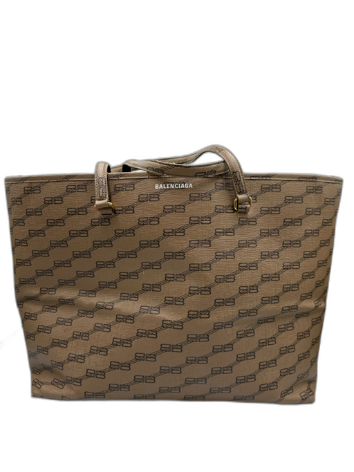 Balenciaga Brown & Black Saffiano Leather Open Top Monogram Tote Bag Brown & Black / M/L