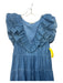 Ulla Johnson Size 2 Blue Silk Blend V Neck Ruffles Tiered Distressed Dress Blue / 2