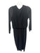 tbags los angeles Size S Black Polyester V Neck Knot Detail Long Sleeve Dress Black / S