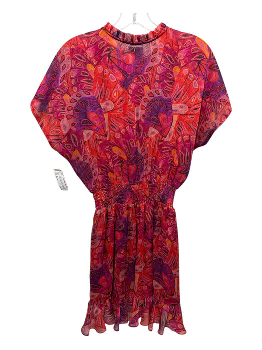 Misa Size Small Orange, Purple, Yellow Polyester Cap Sleeve Abstract Print Dress Orange, Purple, Yellow / Small