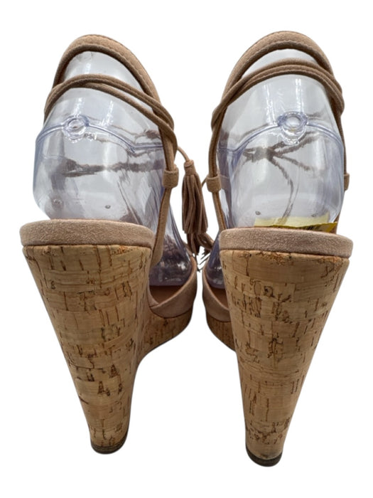 Aquazzura Shoe Size 38.5 Beige Suede Cork Tassels Wedge Platform Sandals Beige / 38.5