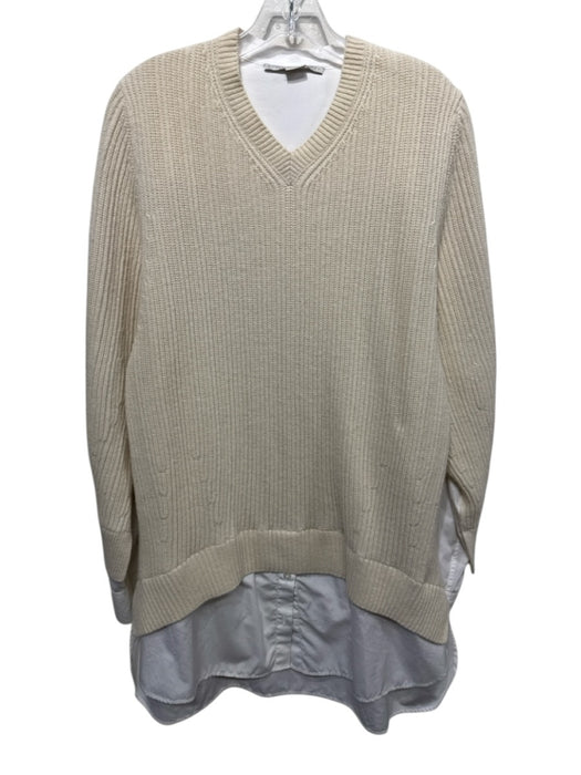 Stella McCartney Size Small Cream & White Wool Blend Long Sleeve Ribbed Sweater Cream & White / Small