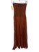 Johanne Ortiz Size 0 Red Brown Linen Blend Strapless Ribbed Knit Scrunched Dress Red Brown / 0